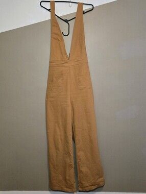 Sincerely Jules Women's Tan Jumper One Piece Size XL Bootleg Pant Pickets Adjust
